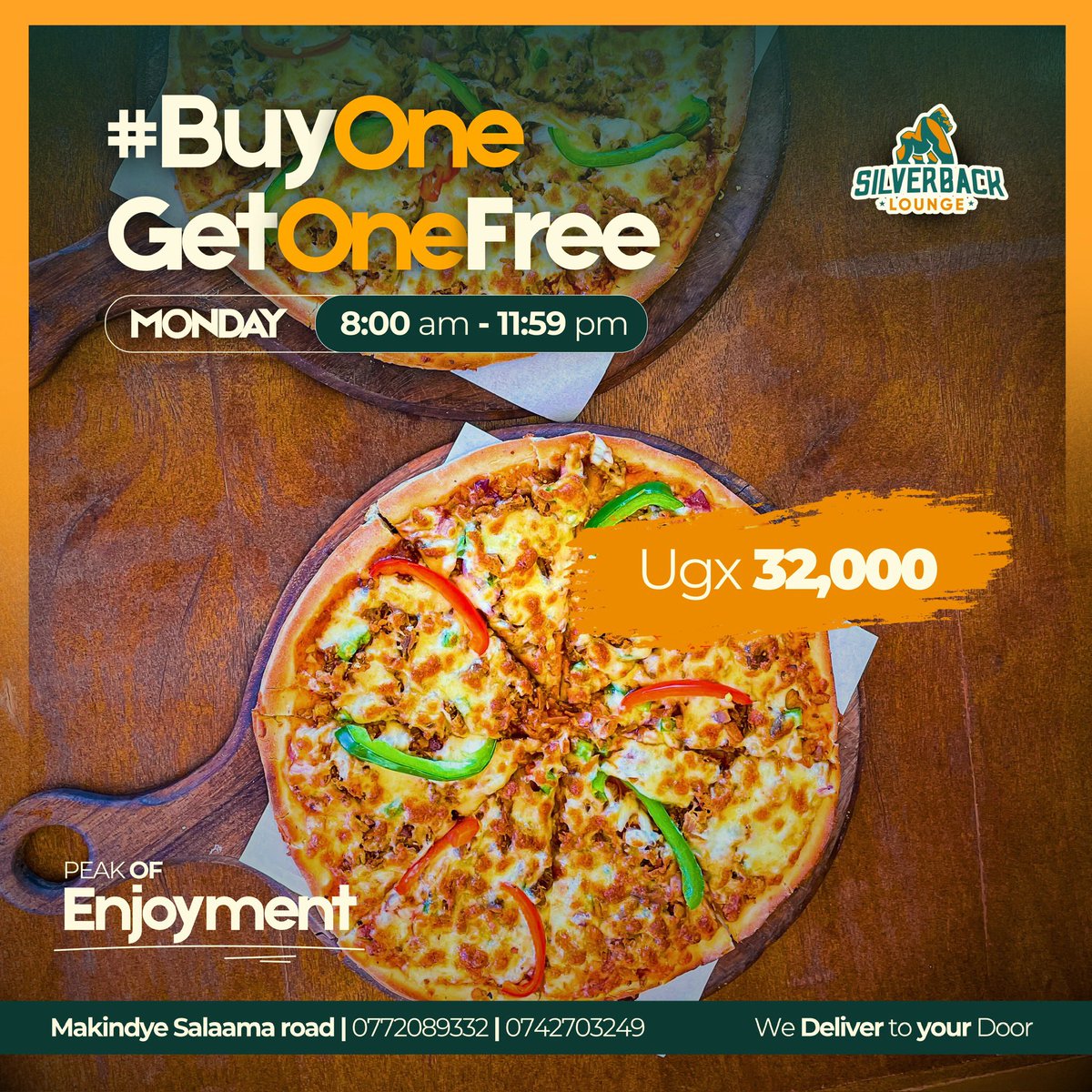 Silverback Lounge (@silverbackug) on Twitter photo 🍕 It’s that Monday!
Experience the vibe — Buy One, Get One FREE!
Only at Silverback Lounge 🦍
#BOGOMonday #SilverbackDeals
<a href="/ChaapaLeague/">Chaapa League</a> <a href="/Omusirima/">cyberghost</a> <a href="/Traver45612206/">Tra cy</a> <a href="/dj_hakuna/">Häkûñá ™️ áñûʞäH</a> <a href="/hmwesigye/">mwesigye henry</a> 🍕 It’s that Monday!
Experience the vibe — Buy One, Get One FREE!
Only at Silverback Lounge 🦍
#BOGOMonday #SilverbackDeals
<a href="/ChaapaLeague/">Chaapa League</a> <a href="/Omusirima/">cyberghost</a> <a href="/Traver45612206/">Tra cy</a> <a href="/dj_hakuna/">Häkûñá ™️ áñûʞäH</a> <a href="/hmwesigye/">mwesigye henry</a>