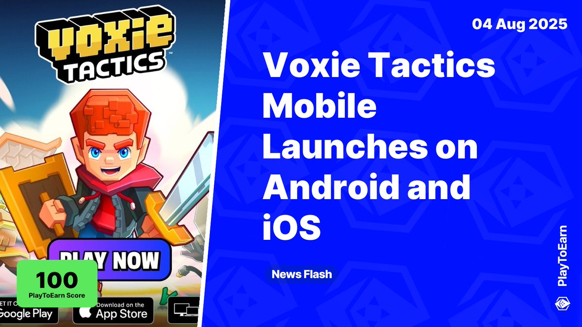 PlayToEarn (@playtoearn) on Twitter photo Voxie Tactics Mobile Launch Scheduled for August 4 on Android and iOS 📲
PlayToEarn Score: 100 📈
⚔️ AlwaysGeeky Games is bringing its tactical RPG, <a href="/VoxieTactics/">Voxies @Gamescom</a> to mobile. Users can expect full cross-platform support and turn-based battles on the go
Read more 🧵 Voxie Tactics Mobile Launch Scheduled for August 4 on Android and iOS 📲
PlayToEarn Score: 100 📈
⚔️ AlwaysGeeky Games is bringing its tactical RPG, <a href="/VoxieTactics/">Voxies @Gamescom</a> to mobile. Users can expect full cross-platform support and turn-based battles on the go
Read more 🧵