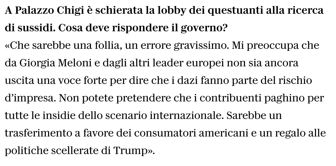 Qualcuno normale è rimasto, per fortuna. Bravo <a href="/lorenzocodogno/">Lorenzo Codogno</a> 
repubblica.it/economia/2025/…