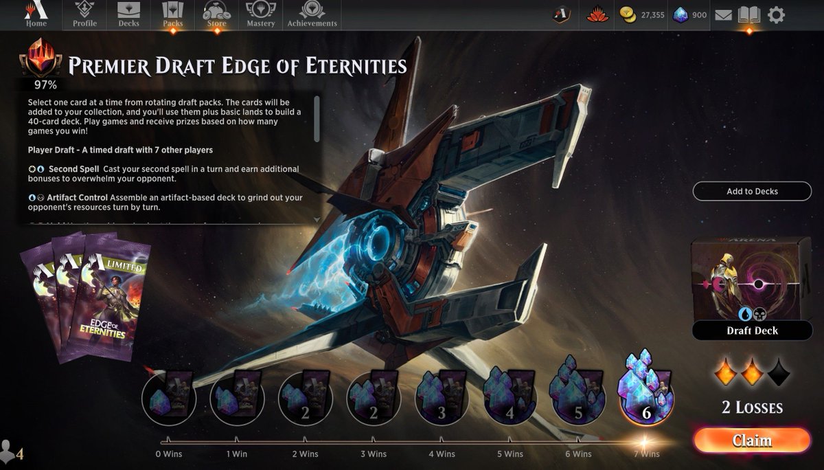 Dimir trophy. We did the thing. Multiple times. Opponents were extremely generous about it. One conceded so I didn't have to go through the motions too many times; another celebrated with an emote and probably felt I was getting good content by going through the entirety.