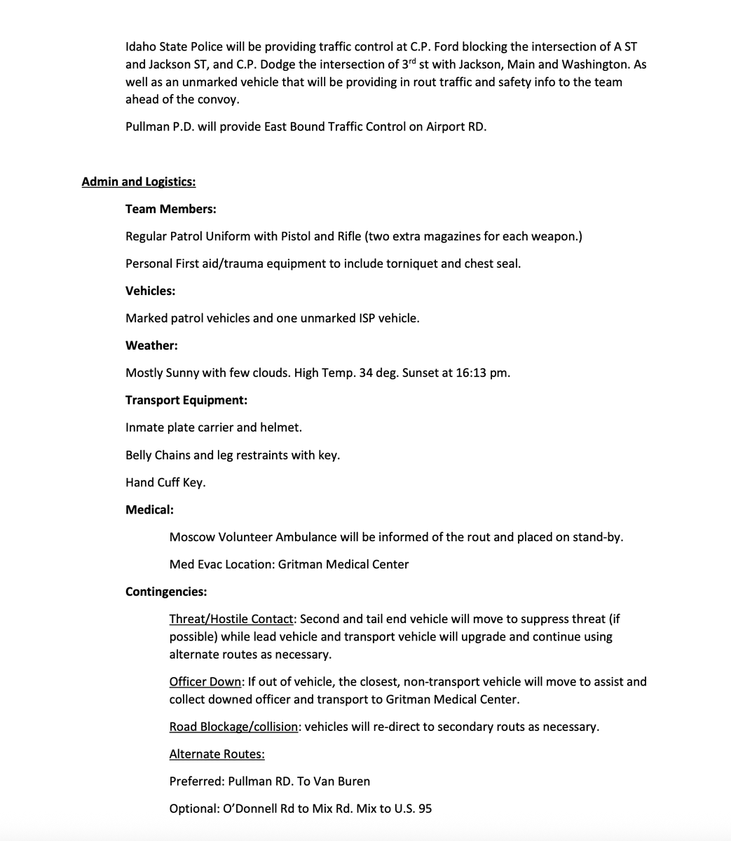 rise4thespiral's tweet photo. Here is the written transport plan for when #BryanKohberger arrived back in #Moscow. Operation Turtle Shell.
1/2
#OperationTurtleshell #Kohberger #Idaho #IDOC #LatahCounty #Idaho4 https://t.co/Xg6TMZgklN