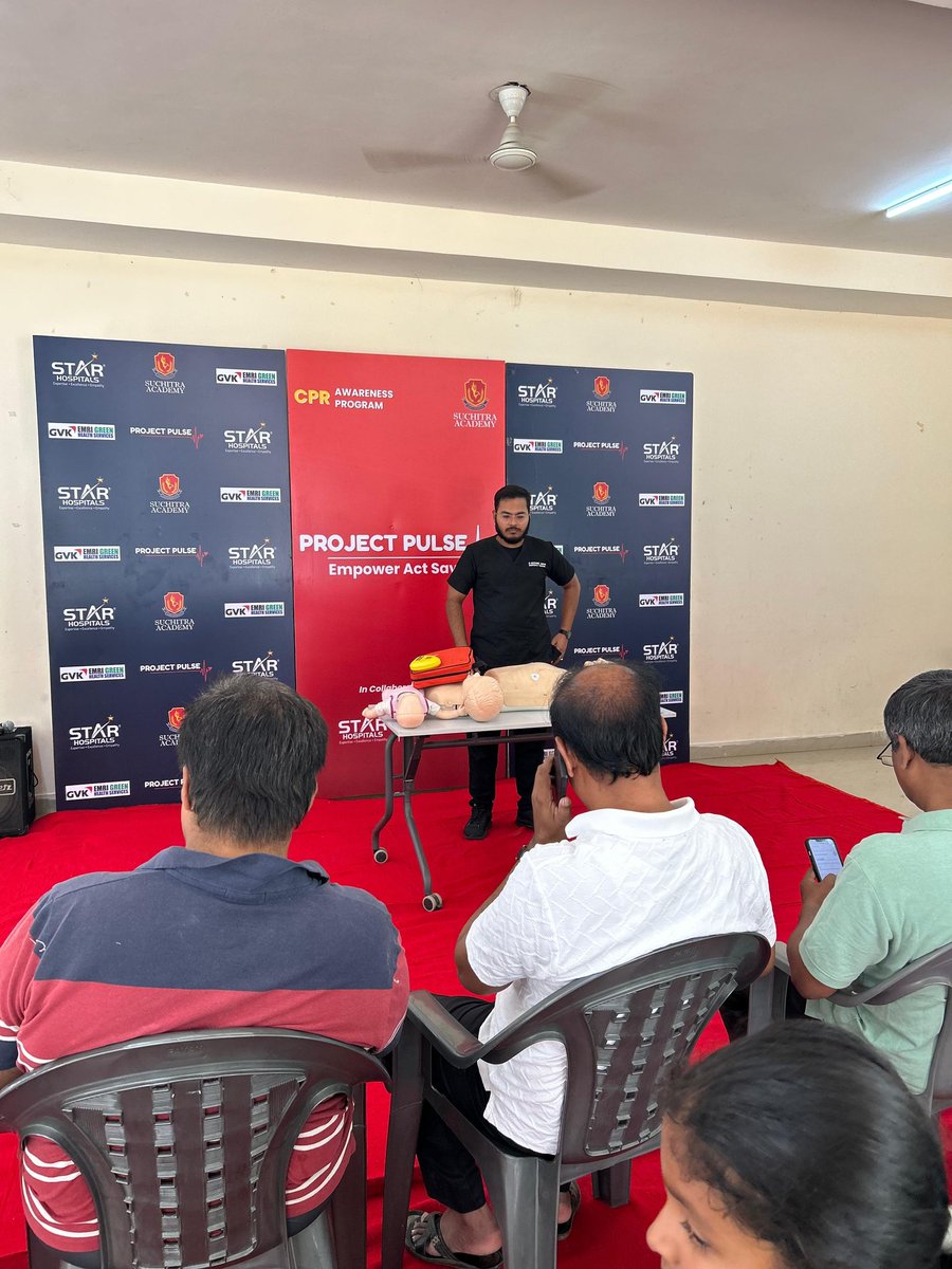 SuchitraAcad's tweet image. Heartfelt thanks to Dr. Muzzamil Ali Khan &amp;amp; Star Hospitals team for empowering our community with life-saving CPR skills at ARK Homes, Bolarum!  #ProjectPulse #CPRAwareness #StarHospitals #LifeSavingSkills #CommunityFirst