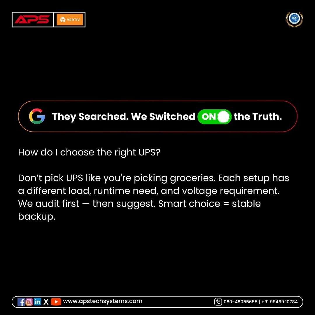 ApsTechSystems1's tweet image. Buying UPS without knowing the load is like buying shoes without siz ..For more info visit...apstechsystems.com/latest-update/…