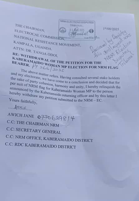 klean_dyson's tweet photo. The petitioner has officially withdrawn her petition from NRM elections disputes tribunal. Aluta continua.. https://t.co/8MHxv5wZ97