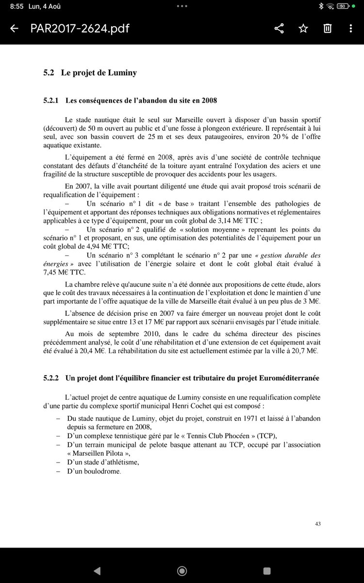 Voilà ce que dit la Chambre régionale des comptes à propos de l'abandon de la piscine de Luminy en 2008, suite à des décisions non suivies d'effets en 2007. A l'époque <a href="/RenaudMuselier/">Renaud Muselier</a> était 1er adjoint au maire, et <a href="/MartineVassal/">Martine Vassal</a> conseillère et adjointe.
Donc bon.