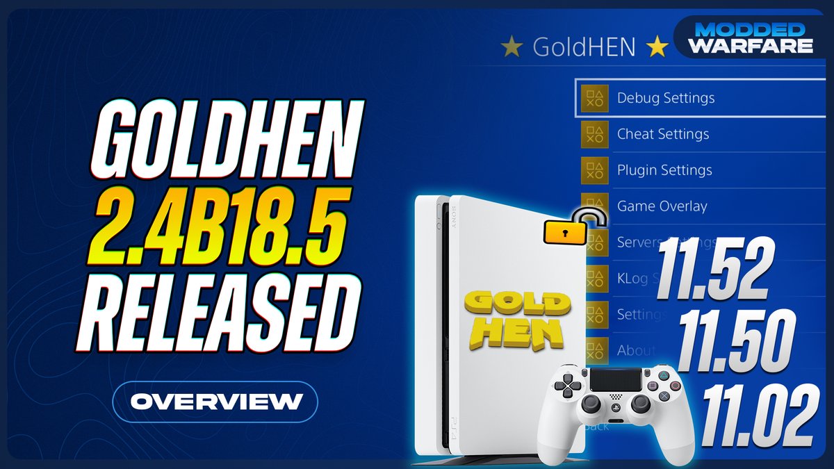 GoldHEN 2.4b18.5 &amp; PS4Debug 1.1.19 released with 11.x support plus many more previously unsupported firmwares: youtu.be/gokF0G8EkTE