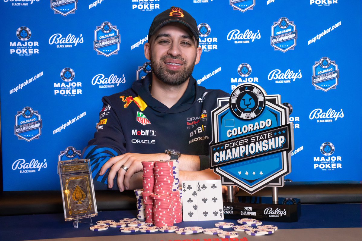 MSPT (@msptpoker) on Twitter photo Antonio Vargas Wins MSPT 2025 Colorado Poker State Championship By Outlasting 875 Runners for First Career Title, $141,255 After a Heads-Up ICM Deal, And First Gold Card!
msptpoker.com/Pages/LiveRepo…
$1,110 Colorado Poker State Championship Main Event <a href="/ballysbhpoker/">Bally's Black Hawk Poker</a>
Reaults: Antonio Vargas Wins MSPT 2025 Colorado Poker State Championship By Outlasting 875 Runners for First Career Title, $141,255 After a Heads-Up ICM Deal, And First Gold Card!
msptpoker.com/Pages/LiveRepo…
$1,110 Colorado Poker State Championship Main Event <a href="/ballysbhpoker/">Bally's Black Hawk Poker</a>
Reaults: