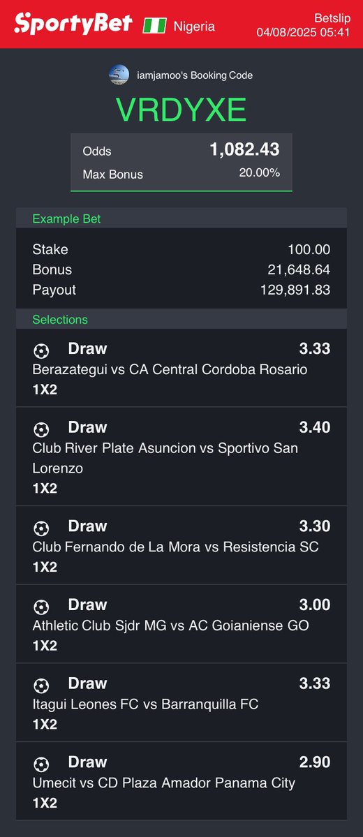 L04687   6/6   1.1k odds
VRDYXE   6/6  1k odds 
<a href="/KakiJunior1/">Kaki Junior</a> <a href="/KidinkArmani1/">Kïdïñk✌🏾Armâñï</a> 💥💥🙏