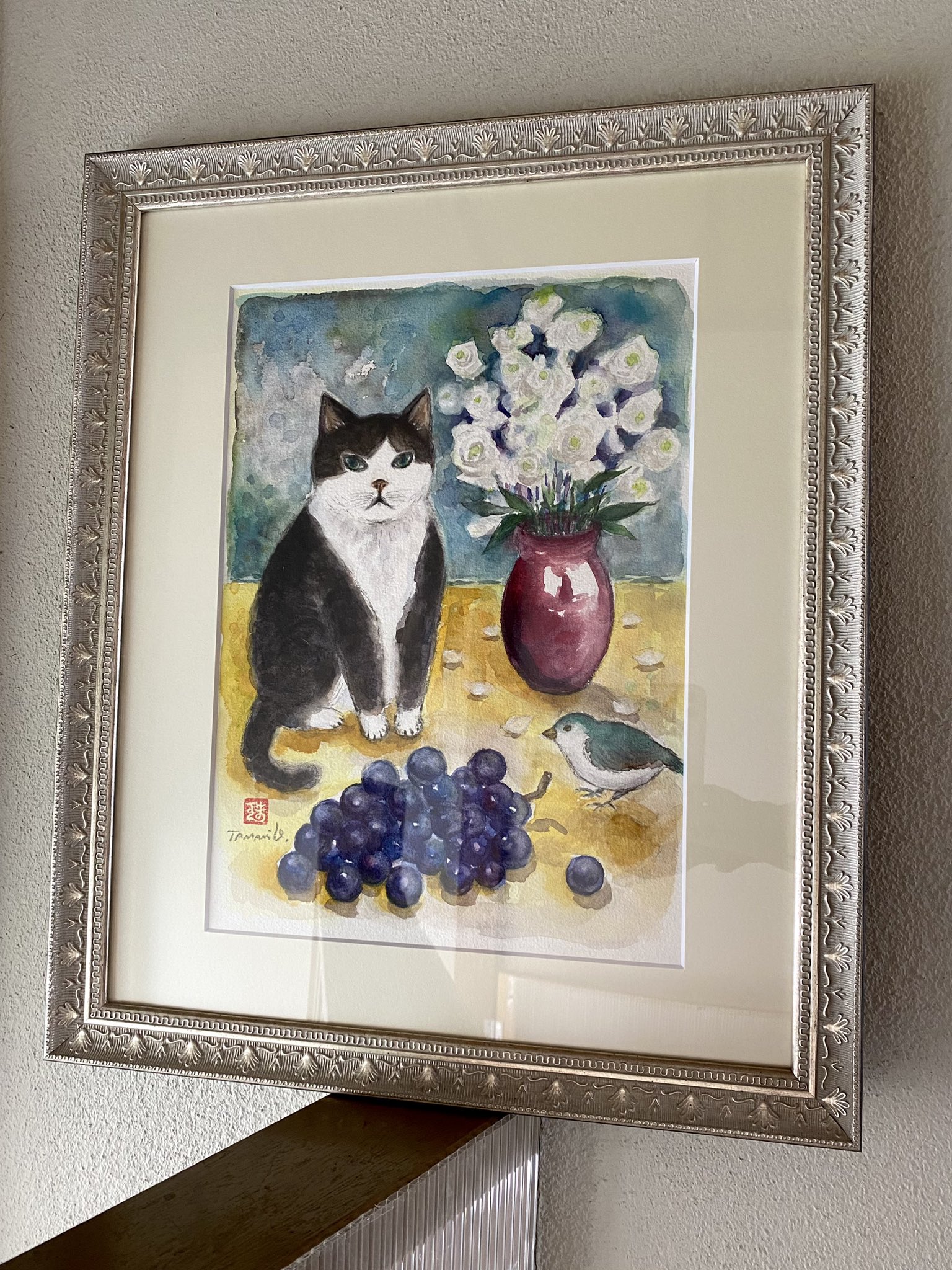 【美術品】鳥の羽根で描かれた馬 額装 1719478848757_ce2cfdefe79bb4cb