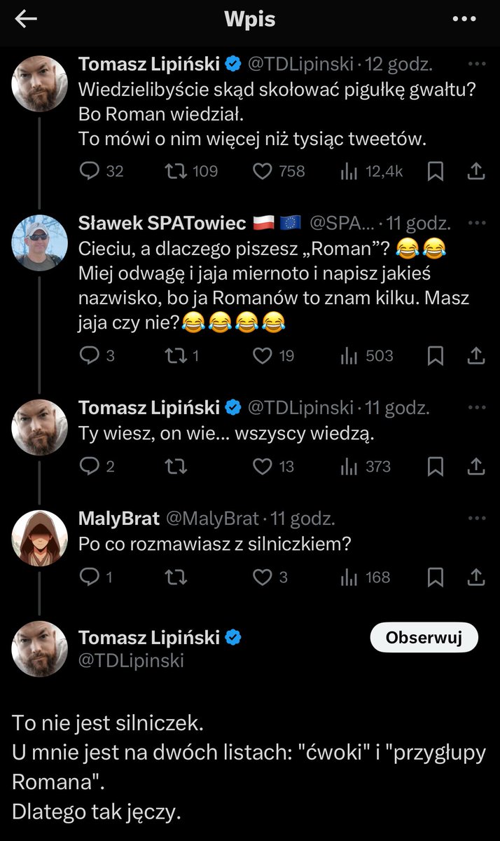 Sławek SPATowiec #Trzaskowski2025 🇵🇱🇪🇺 (@spatowiec) on Twitter photo To jest Tomuś <a href="/TDLipinski/">Tomasz Lipiński</a>, Tomuś jest „twardzielem”, a raczej MIĘKISZONEM❗️☝️😂Nie ma jaj i nie ma odwagi, ale coś tam wie i coś tam słyszał❗️☝️Szkoda, liczyłem na to, że ten cieć zasili konto WOŚPu. Może następnym razem❗️☝️😂😂😂 To jest Tomuś <a href="/TDLipinski/">Tomasz Lipiński</a>, Tomuś jest „twardzielem”, a raczej MIĘKISZONEM❗️☝️😂Nie ma jaj i nie ma odwagi, ale coś tam wie i coś tam słyszał❗️☝️Szkoda, liczyłem na to, że ten cieć zasili konto WOŚPu. Może następnym razem❗️☝️😂😂😂