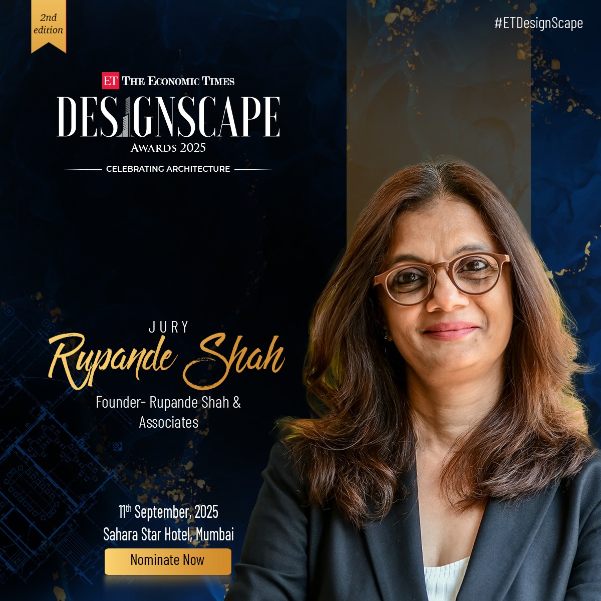 ETRealty (@realty_et) on Twitter photo Meet the Jury | #ETDesignScape
We’re proud to welcome Rupande Shah, Founder of Rupande Shah & Associates, to the prestigious jury panel of The Economic Times DesignScape Awards 2025.
Nominate Now: realty.economictimes.indiatimes.com/designscape-aw…
#ETDesignScape #DesignLeadership #ArchitectsOfTomorrow Meet the Jury | #ETDesignScape
We’re proud to welcome Rupande Shah, Founder of Rupande Shah & Associates, to the prestigious jury panel of The Economic Times DesignScape Awards 2025.
Nominate Now: realty.economictimes.indiatimes.com/designscape-aw…
#ETDesignScape #DesignLeadership #ArchitectsOfTomorrow