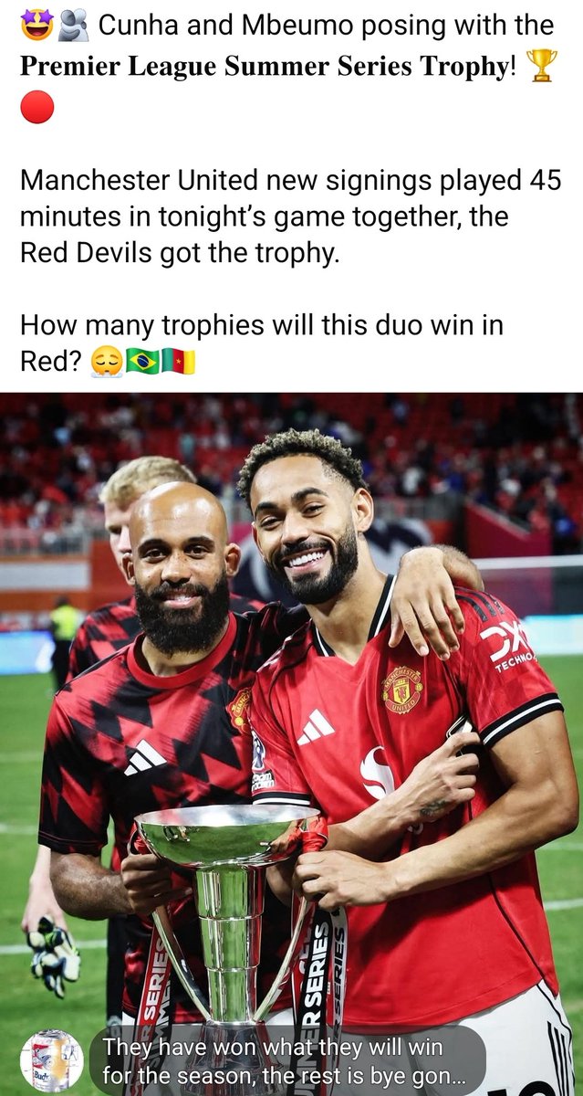 Manchester United fans are all on the street celebrating pre season trophy 🏆🏆😂😂😂😂😂
#MUNEVE #Isak #sesko