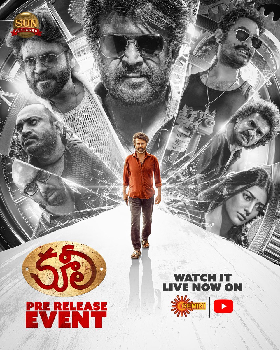 Watch the #Coolie (Telugu) Pre-Release Event in Hyderabad LIVE now on Gemini TV YouTube ⚡

▶️ youtube.com/live/dCgc6VoJ0…

#Coolie releasing worldwide August 14th 

<a href="/rajinikanth/">Rajinikanth</a> <a href="/Dir_Lokesh/">Lokesh Kanagaraj</a> <a href="/anirudhofficial/">Anirudh Ravichander</a> #AamirKhan <a href="/iamnagarjuna/">Nagarjuna Akkineni</a> <a href="/nimmaupendra/">Upendra</a> #SathyaRaj #SoubinShahir