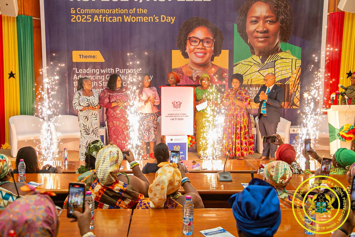 MoGCSP_Ghana's tweet image. On 31st July 2025, was held the historic launch of the Affirmative Action (Gender Equity) Act 1121 - ushering in a new chapter in Ghana’s commitment to promoting #genderequality, #inclusivegovernance, &amp;amp; #socialtransformation.
The Act promotes justice, fairness, &amp;amp; shared progress.