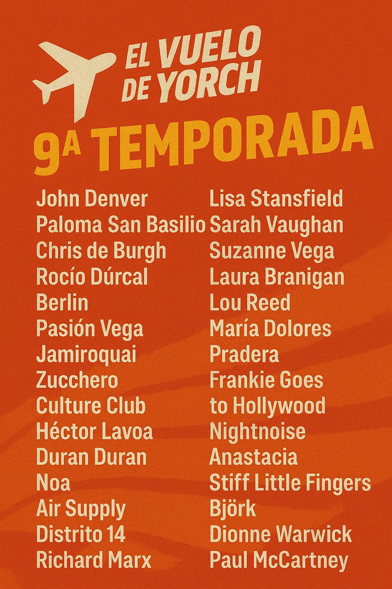 VueloYorch's tweet image. 🎧✈️ ¡Vuelve El Vuelo de Yorch! La 9ª temporada despega en septiembre 🚀

¿A quién quieres escuchar en la próxima? 🎙️ Manda tu propuesta por DM o escribe a: 📩 elvuelodeyorch@gmail.com

🔸 No repitas artistas ya emitidos 
🔸 Si hay +6 propuestas, habrá sorteo
#EVDY #jucalradio