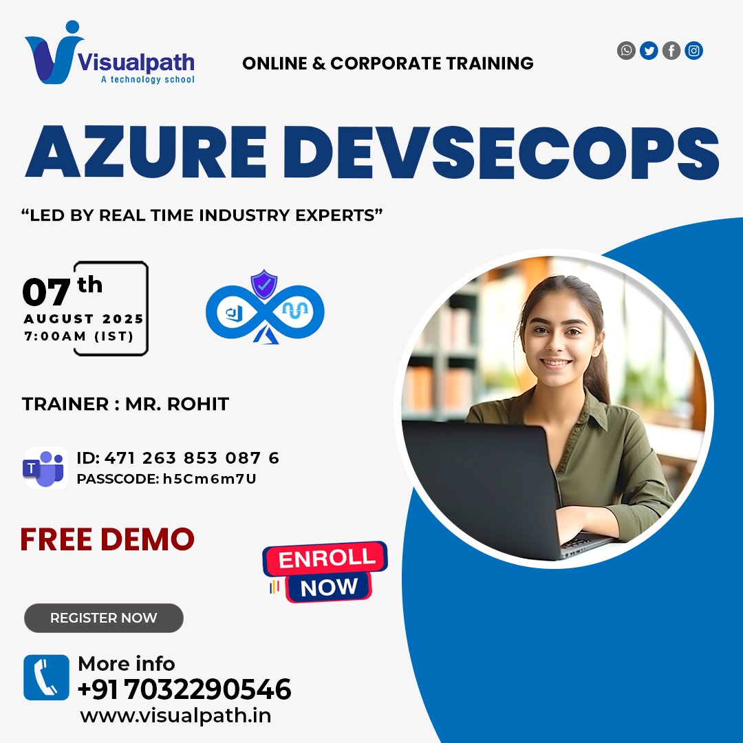 VisualpathPro's tweet image. 🔐Free Demo – Azure DevSecOps Online Training!
🗓️ Date: 07th August 2025 ⏰ Time: 7:00 AM IST
🔗 Join Link: bit.ly/45yXith
🆔 Meeting ID: 471 263 853 087 6 🔐 Passcode: h5Cm6m7U
📞 Call/WhatsApp: wa.me/c/917032290546
🌐 Visit: visualpath.in/azure-devops-o…
#AzureDevSecOps