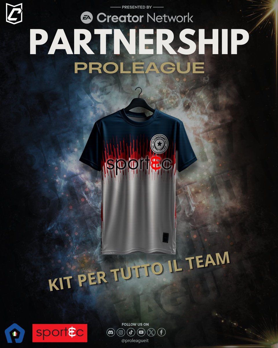 ProLeague Italia (@proleagueitalia) on Twitter photo 🎉 Annuncio UFFICIALE 🎉
Per la prossima stagione, ProLeague Italia stringe una partnership esclusiva con <a href="/Sportec_Custom/">Sportec_Custom 🎽👕</a> ! ⚡️
🔻 Cosa significa per voi?
🧵 Kit eSport PRO a prezzi MAI visti prima
🏆 Il vincitore della Serie A riceverà un kit COMPLETO e CUSTOM per tutto il team 🎉 Annuncio UFFICIALE 🎉
Per la prossima stagione, ProLeague Italia stringe una partnership esclusiva con <a href="/Sportec_Custom/">Sportec_Custom 🎽👕</a> ! ⚡️
🔻 Cosa significa per voi?
🧵 Kit eSport PRO a prezzi MAI visti prima
🏆 Il vincitore della Serie A riceverà un kit COMPLETO e CUSTOM per tutto il team