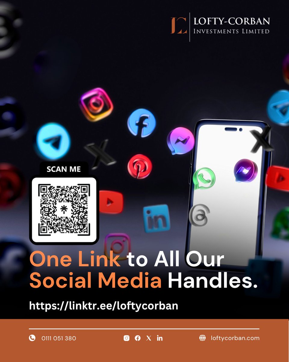 All your #FinancialTips, insights, and updates one click away.

Find us on all platforms through one link and stay connected with #LoftyCorban wherever you go.

Scan the QR code or click the link below to access our social media hub:
🔗 linktr.ee/loftycorban
_
#SocialMediaHub