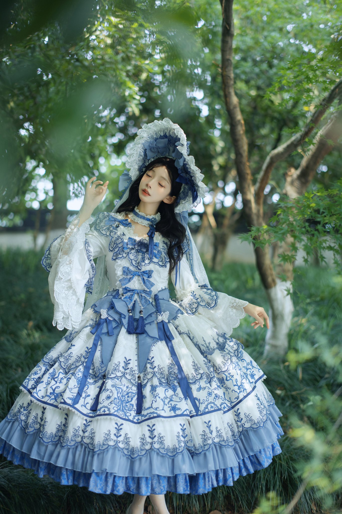 L【新品インポートセレクト】ブルーローズ青い薔薇エレガントクラシックドレス 2XL【新品インポートセレクト】ブルーローズ青い薔薇エレガント