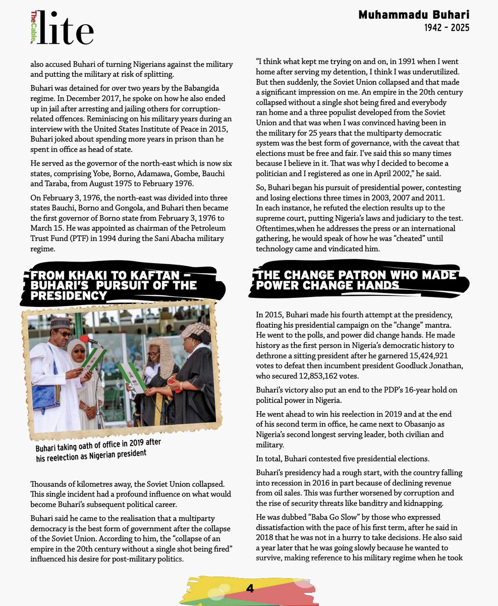 [TheCable Lite] Muhammadu Buhari 1942-2025: From khaki to kaftan — Buhari, the change patron who said he belonged to everybody and nobody

‘JUBRIL OF SUDAN’ 

Buhari’s repeated medical trips to the United Kingdom became a defining subplot of his time in office that the country