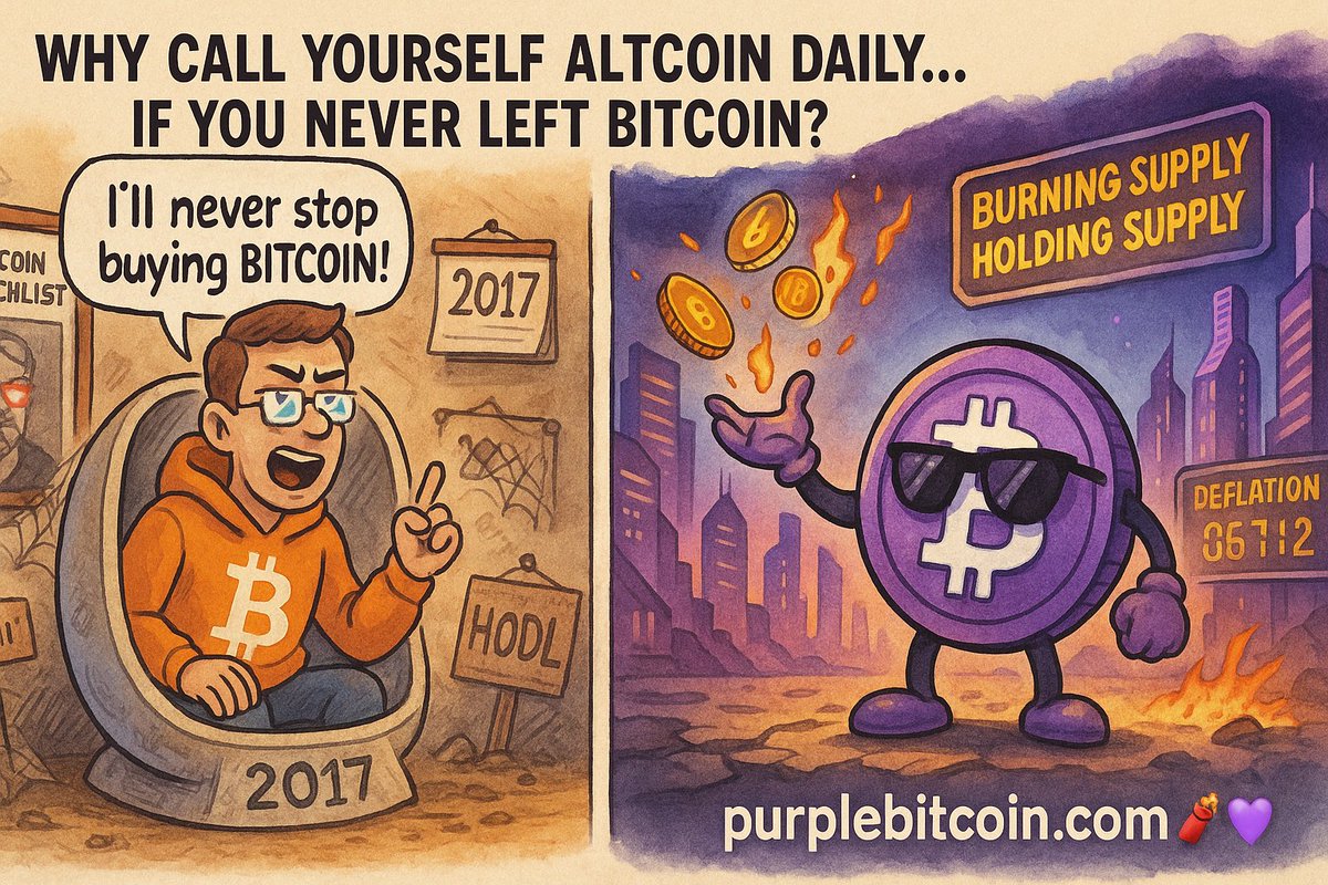 Coin Pusher VI (@coinwizz303) on Twitter photo <a href="/AltcoinDaily/">Altcoin Daily</a> “I will never stop buying Bitcoin.”
—<a href="/AltcoinDaily/">Altcoin Daily</a>
At first I was confused…
Why are you called Altcoin Daily, then?
Should’ve just gone with:
Maxi Monthly
or
Stuck In 2017 Dot Com
Meanwhile, while you’re stacking the same coin forever…
Purple Bitcoin burns supply every time <a href="/AltcoinDaily/">Altcoin Daily</a> “I will never stop buying Bitcoin.”
—<a href="/AltcoinDaily/">Altcoin Daily</a>
At first I was confused…
Why are you called Altcoin Daily, then?
Should’ve just gone with:
Maxi Monthly
or
Stuck In 2017 Dot Com
Meanwhile, while you’re stacking the same coin forever…
Purple Bitcoin burns supply every time