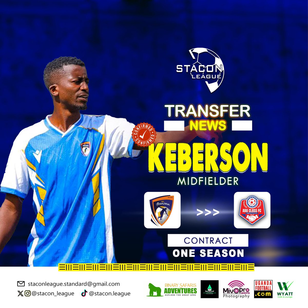 STACON LEAGUE (@stacon_league) on Twitter photo HERE WE GO!!!
<a href="/Abaclassfc/">ABA CLASS FC ⭐️</a> has completed a move for ashaba Collins (Keberson) from <a href="/Sc_Abazira/">Sc ABAZIRA</a> on a one season deal. HERE WE GO!!!
<a href="/Abaclassfc/">ABA CLASS FC ⭐️</a> has completed a move for ashaba Collins (Keberson) from <a href="/Sc_Abazira/">Sc ABAZIRA</a> on a one season deal.
