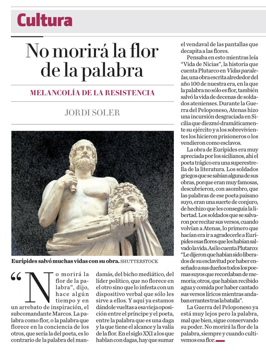 No morirá la flor de la palabra (dijo alguna vez el Subcomandante Marcos). Mi artículo de hoy ⁦<a href="/mileniodiario/">Milenio Diario</a>⁩ ⁦<a href="/Milenio/">Milenio</a>⁩