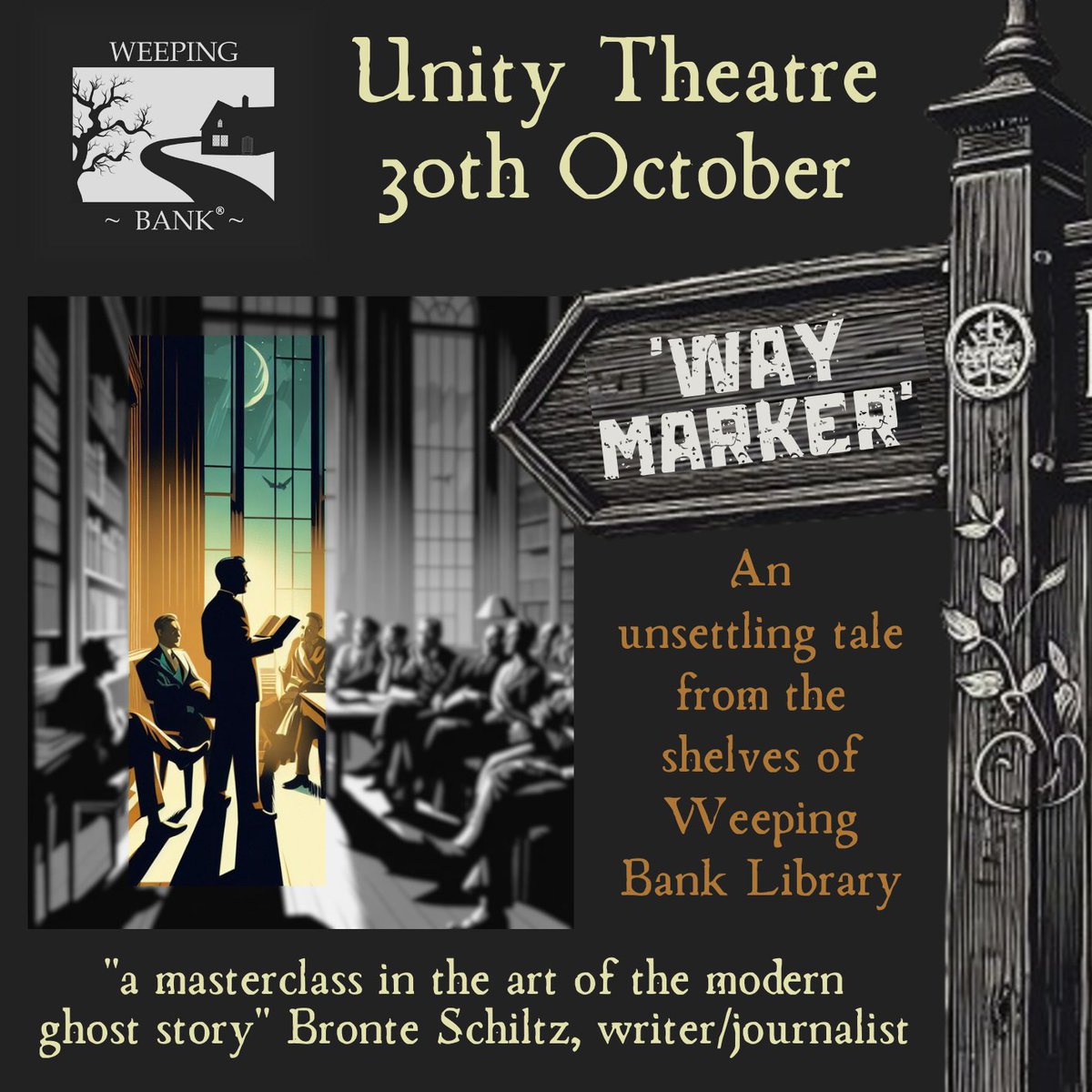 Tickets are now on sale for ‘Way Marker’ - a folk horror tale of isolation &amp; dark secrets

<a href="/unitytheatre/">Unity Theatre 🧡</a>, #Liverpool
30 Oct 2025, 6.30pm

Tickets:
£15 Standard (£13 early bird discount until 30th Sep)
£13 Concession
ticketsource.co.uk/weeping-bank

#LiverpoolEvents
#LiverpoolTheatre