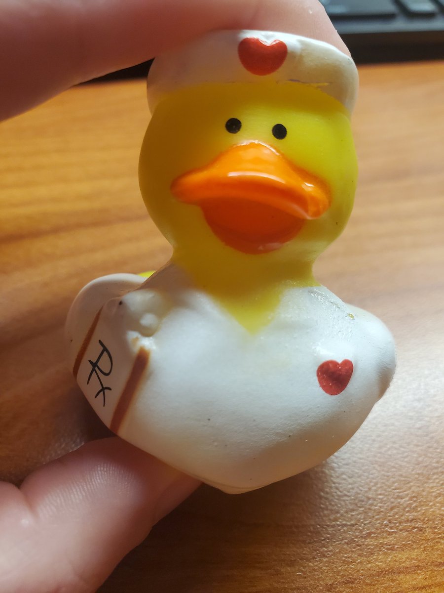 I'm not dead, I'm just very tired...! On night shift tonight at the hospital 6 pm to 6 am... but I wanna come back and stream soon! Do you like this medical duck? 🐤
