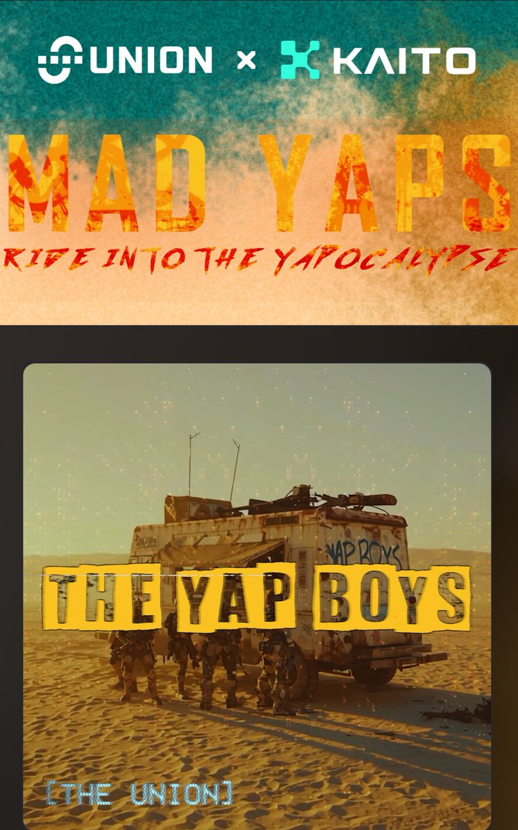 Union set-off the biggest and most anticipated yap campaign so far.

The <a href="/union_build/">Union</a> yapocalypse storm is not cooling down anytime soon until the checker is released by the foundation. 

Today is another day to ride and grind on the TL for some mindshare. 

zkgm union yap boys