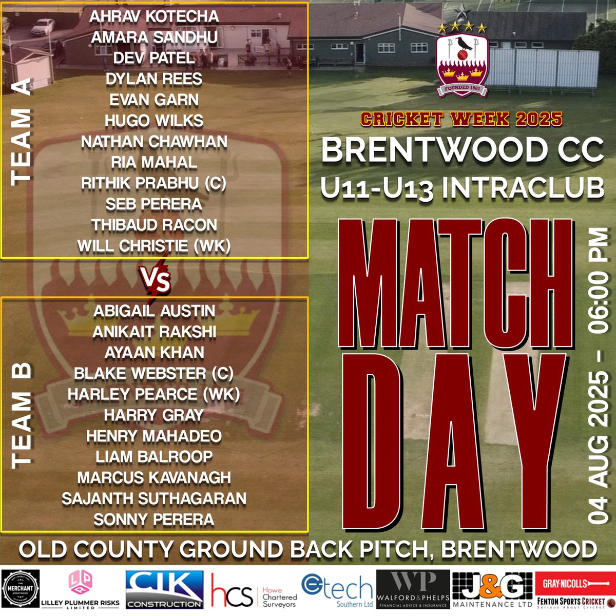 We kick of cricket week with two intraclub junior games, bar will be open all week. Please come and support 🏏 ☀️ 🍻 🥂