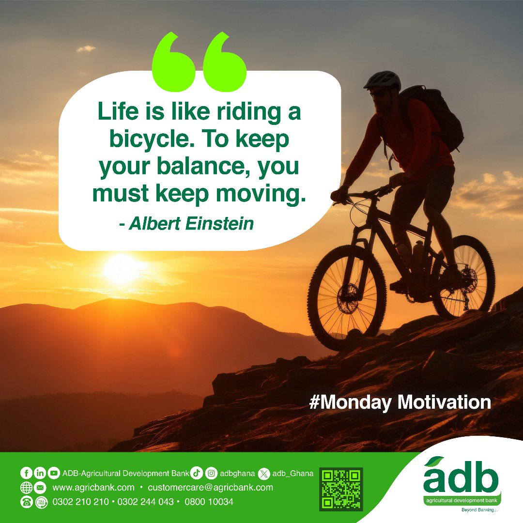 Every push forward counts. Let’s ride into the week with purpose and power. #mondaymotivation 

ADB, Beyond Banking…