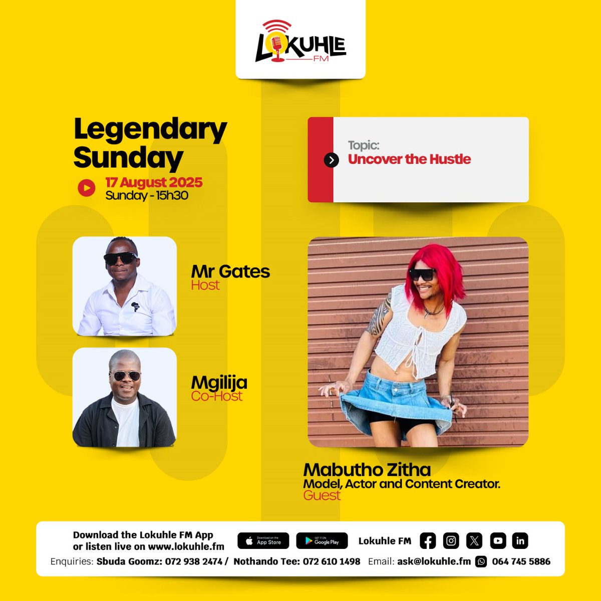 Mr Fresh Fresh is joining us on the Legendary Sunday, 17 August 2025, at 15h30. Don't miss out! #LokuhleFM