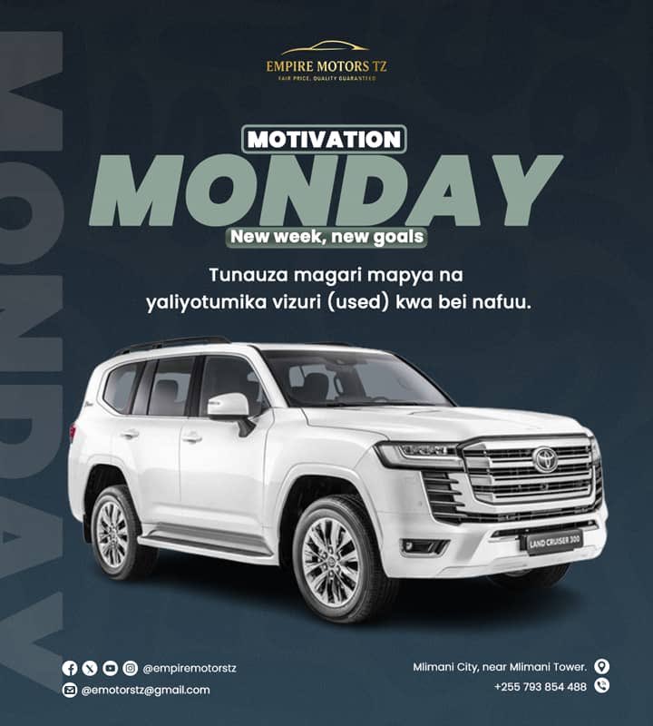 Ms BeeπΉ (@mrsdaviee) on Twitter photo Unapofikiria kununua gari jipya au lililotumika vizuri, usisite kutushirikisha <a href="/empiremotorstz/">Empire Motors TZ</a> tutasimama nawe kila hatua, kwa uaminifu na uwazi.
WhatsApp/Call: +255 793 854 488
Mlimani City β Near Mlimani Tower, Dar es Salaam
IG | TikTok | Facebook | X β <a href="/empiremotorstz/">Empire Motors TZ</a> Unapofikiria kununua gari jipya au lililotumika vizuri, usisite kutushirikisha <a href="/empiremotorstz/">Empire Motors TZ</a> tutasimama nawe kila hatua, kwa uaminifu na uwazi.
WhatsApp/Call: +255 793 854 488
Mlimani City β Near Mlimani Tower, Dar es Salaam
IG | TikTok | Facebook | X β <a href="/empiremotorstz/">Empire Motors TZ</a>