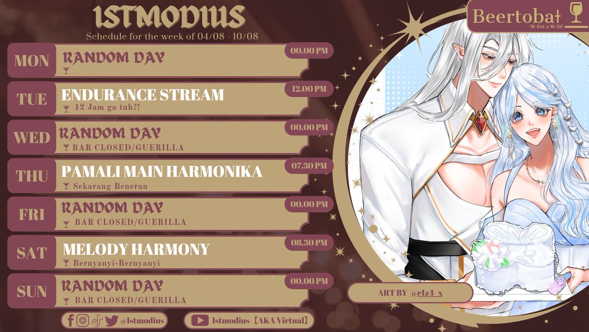 istmodius's tweet photo. 【WEEKLY SCHEDULE】 04/08/25 - 10/08/25
SCHEDULE BENERAN INI GA BOHONG!
TAGS :
General : #ISTMODIUS
Art : #ARTMODIUS
Live : #MODIUSONAIR
Fan Name : #ISTMODICULT
#VtuberID https://t.co/yKJM3aCsIr