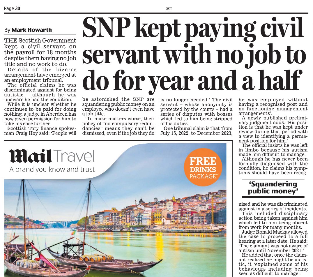 💸 18 months. No job. No work. Full pay.

SNP kept a civil servant on the payroll while he sat in “limbo” amid internal disputes.

All thanks to the no redundancy policy.

This is how the SNP manages your taxes?
