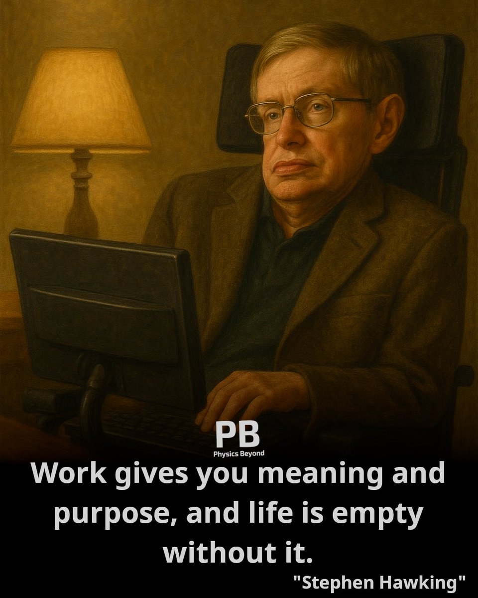 A meaningful life is built through effort, not just existence. Work gives  direction to our days and fulfillment to our journey. #physics #quotes  #StephenHawking #meaning #work, image size:960x1200