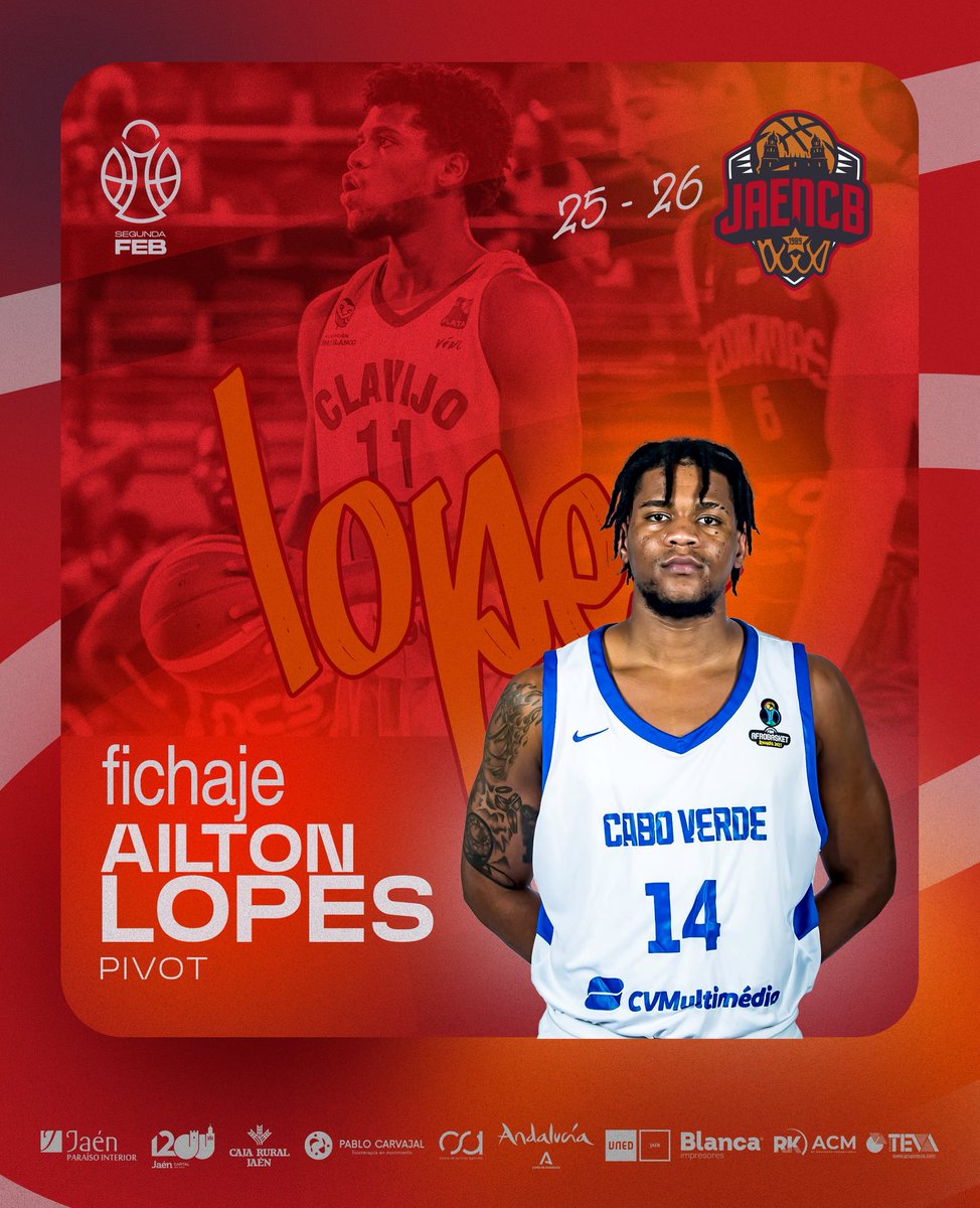 jaen_cb's tweet image. ✍️ ¡FICHAJE!

El internacional caboverdiano Ailton Lopes jugará la próxima temporada con el @jaencb.

 📏2,05 m
🇨🇻 Nacionalidad caboverdiana

Amplia experiencia y gran capacidad ofensiva y reboteadora, para aportar juego interior.

¡Bienvenido, Ailton! 🏀

#JaénCB #SegundaFEB