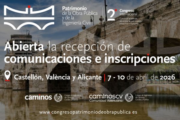 Colegio de Ingenieros de Caminos (@colegiocaminos) on Twitter photo 📣 ¡Abierta la recepción de comunicaciones (hasta el 30/09) y la inscripción al II Congreso Internacional de Patrimonio de la Obra Pública!
📍Del 7 - 10 de abril de 2026, Castellón, València y Alicante
Organiza: @ColegioCaminos y <a href="/caminoscv/">Caminos CV</a>
ℹ️ : congresopatrimoniodeobrapublica.es 📣 ¡Abierta la recepción de comunicaciones (hasta el 30/09) y la inscripción al II Congreso Internacional de Patrimonio de la Obra Pública!
📍Del 7 - 10 de abril de 2026, Castellón, València y Alicante
Organiza: @ColegioCaminos y <a href="/caminoscv/">Caminos CV</a>
ℹ️ : congresopatrimoniodeobrapublica.es