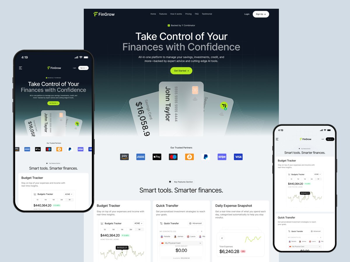 sujon_co's tweet image. Finance Landing Page