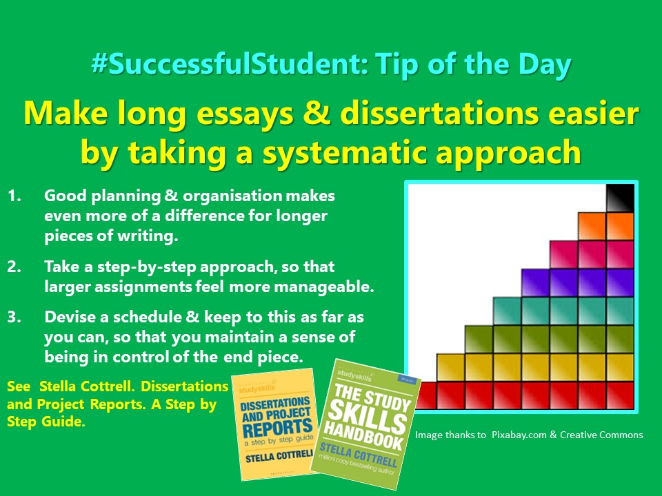 #SuccessfulStudent Make long essays &amp; dissertations easier by taking a systematic approach #Students #student #study #studying #studentlife #studygram <a href="/BloomsburyStudy/">Bloomsbury Study Skills</a> #studyplus #college #collegelife #dissertation #essay #assignment #assignments #University #unilife #uni