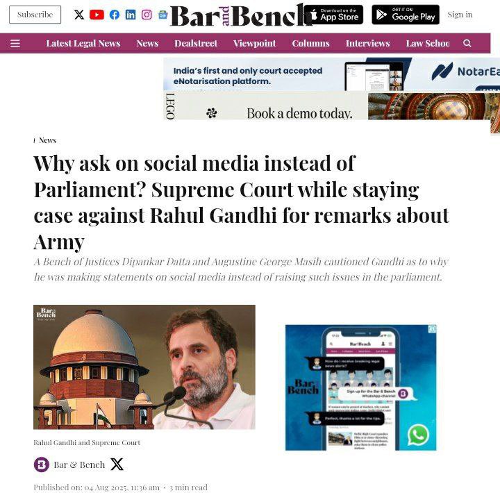 Once a TRAITOR, always a TRAITOR. Some people dream of him becoming PM in this life, won’t happen. Take this in writing.

Supreme Court slams LoP Rahul Gandhi over his remarks About Indian Army, while staying defamation case

Congress leader Rahul Gandhi had said during his pan