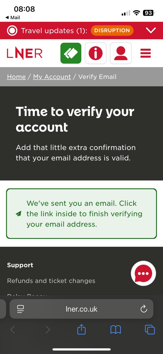hannan_beard's tweet photo. @LNER Hi, I’m stuck in a loop where it says I need to verify my email. I can see a few other people have said this too. Will seat reservations be in place on these trains after today? https://t.co/RzRKS3f7Rw