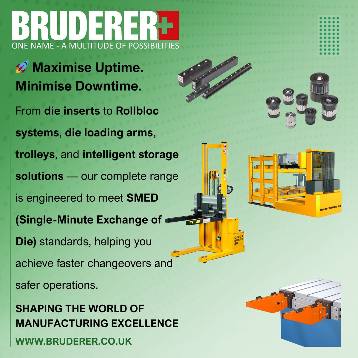 🚀 Speed. Safety. SMED.
Bruderer UK's die handling range is built for modern manufacturing:
Die Inserts
Rollbloc Systems
Loading Arms
Trolleys &amp; Storage
SMED-compliant
Cut changeover time. Boost efficiency.
👉 bruderer.co.uk

#Bruderer #SMED #DieHandling  #ukmfg