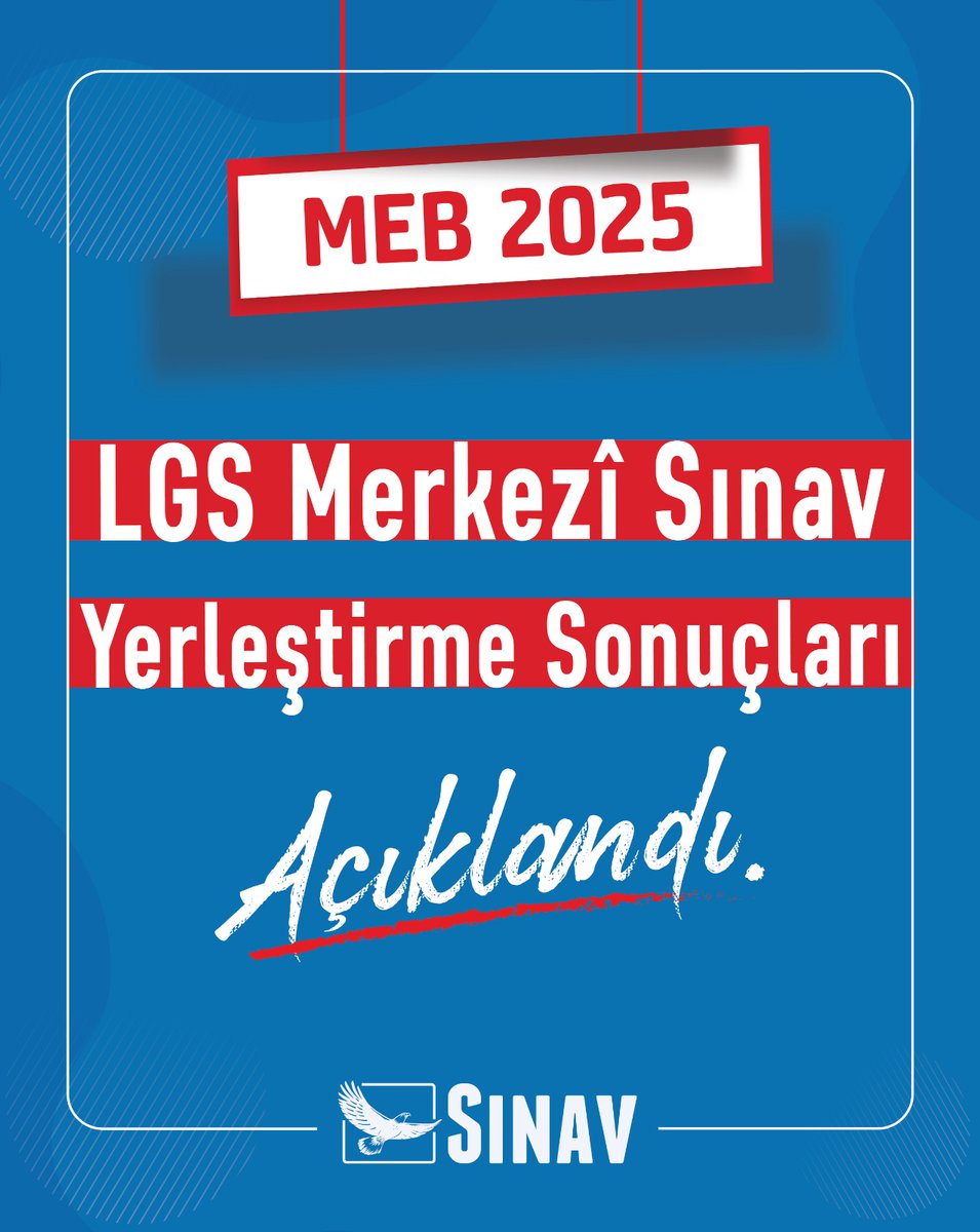 📢 LGS 2025 Yerleştirme Sonuçları Açıklandı!

📌 MEB tarafından açıklanan merkezi yerleştirme sonuçları, meb.gov.tr ve e-okul üzerinden erişime açıldı.

 SMS ile bilgilendirme almak isteyen velilere sonuçlar mobil servis aracılığıyla iletilecek.