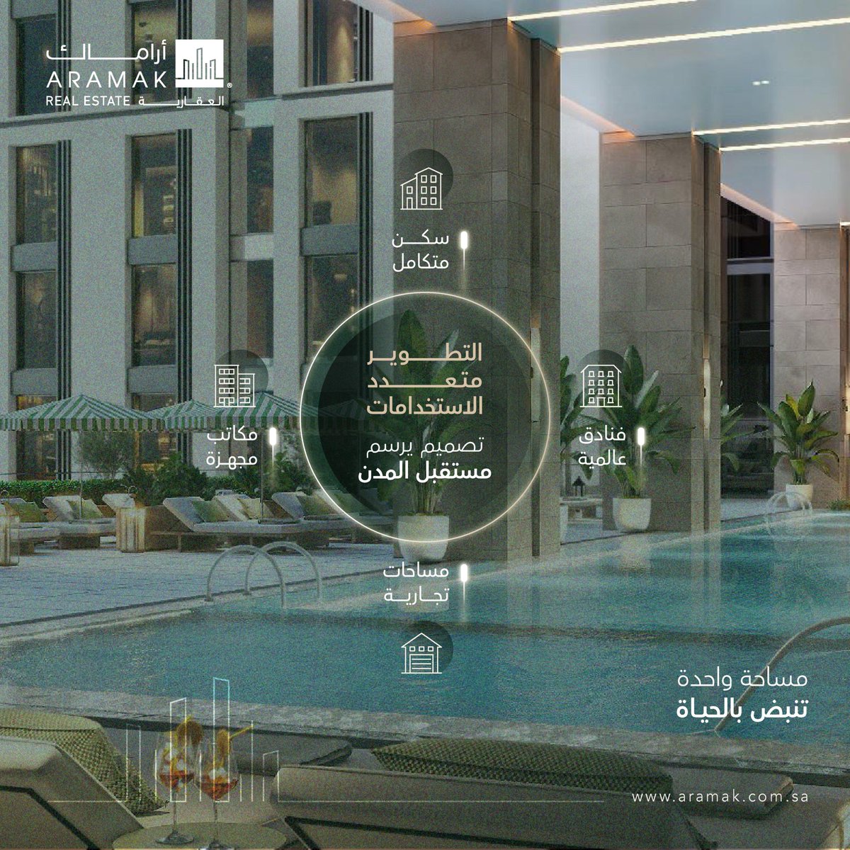 ابدأ يومك في مجتمع نابض بالحياة،

توجّه إلى مكتبك العصري على بُعد خطوات،

واختمه بعشاء في مطعمك المفضل - كل ذلك ضمن وجهة واحدة تجمع بين الراحة، العمل، والترفيه.

Start your day in a vibrant community

Walk to your modern office just steps away

and end it with dinner at your