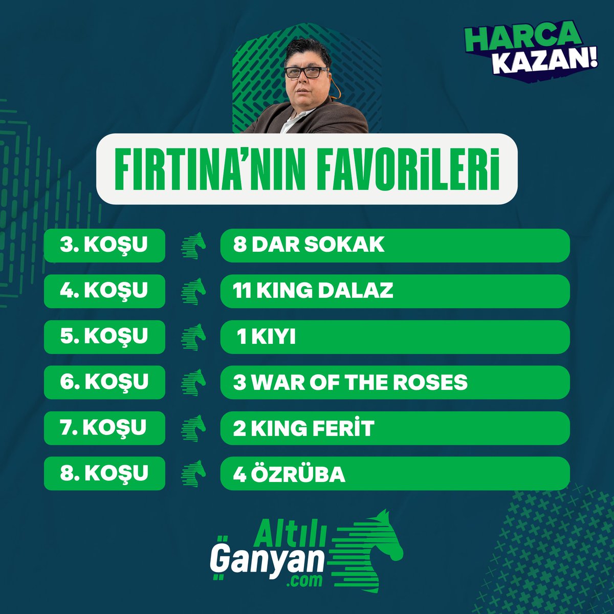 AltılıGanyan.com (@altiliganyancom) on Twitter photo 💬 <a href="/efmedya/">Ercan Fırtına</a>, Elazığ programında 2. 6'lıya giren koşulara dair favori listesini belirledi; bu atlar #GanyanOlur dedi!
🔗 bit.ly/AltiliGanyan_Y… 💬 <a href="/efmedya/">Ercan Fırtına</a>, Elazığ programında 2. 6'lıya giren koşulara dair favori listesini belirledi; bu atlar #GanyanOlur dedi!
🔗 bit.ly/AltiliGanyan_Y…