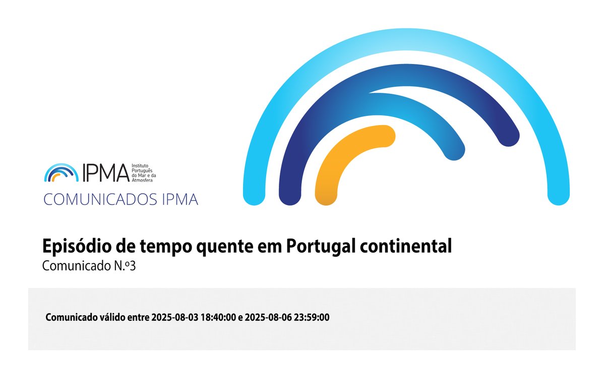 #Comunicado #TempoQuente #PortugalContinental

🌡 Prevê-se para os próximos dias a ocorrência de um episódio de tempo quente em Portugal continental...

👉 Veja o comunicado:
▶️ tinyurl.com/s4ex4kfw