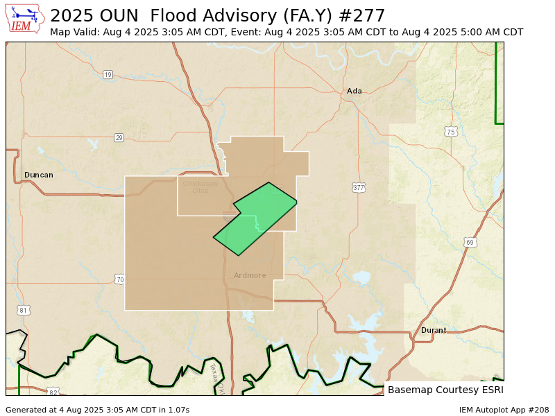 OUN issues Flood Advisory for Carter, Murray [OK] till Aug 4, 5:00 AM CDT mesonet.agron.iastate.edu/vtec/f/2025-O-…