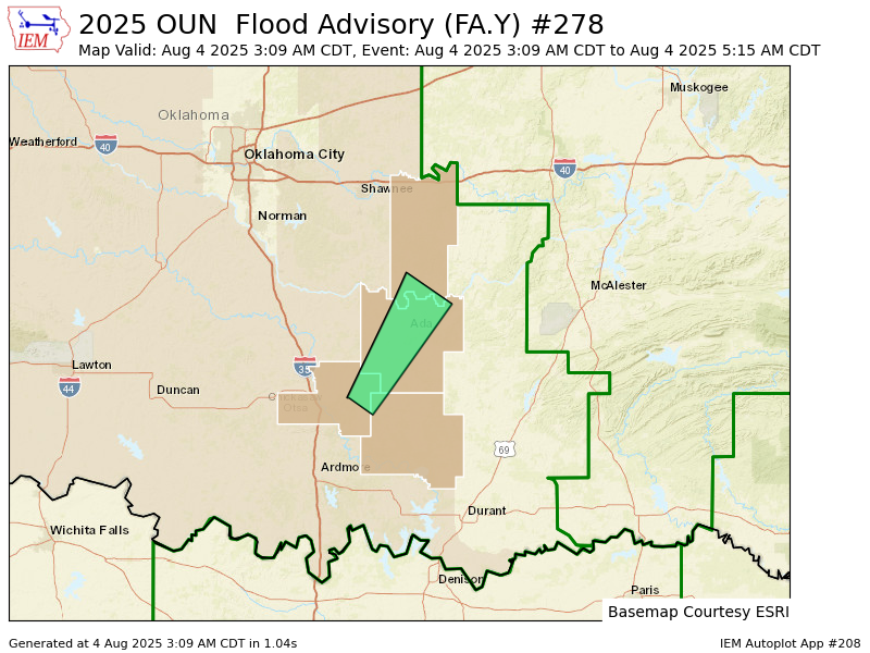 OUN issues Flood Advisory for Johnston, Murray, Pontotoc, Seminole [OK] till Aug 4, 5:15 AM CDT mesonet.agron.iastate.edu/vtec/f/2025-O-…
